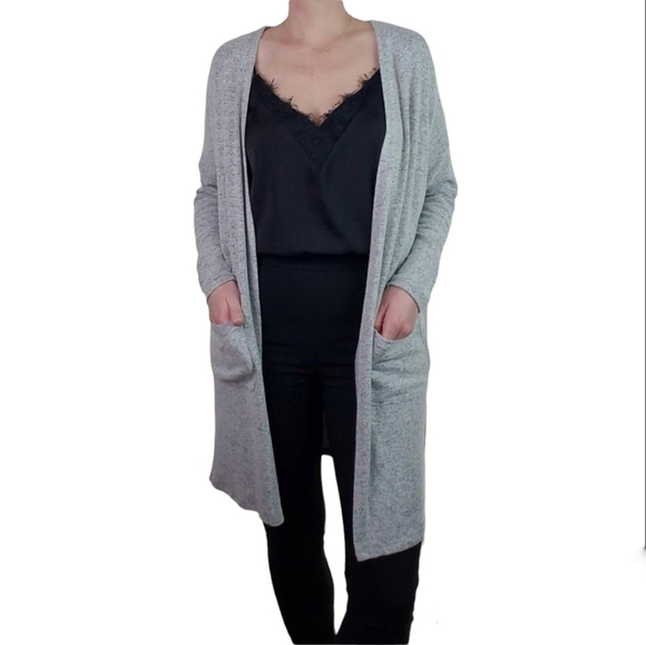 Heathered Gray Open Front Cardigan - Picture 10 of 10